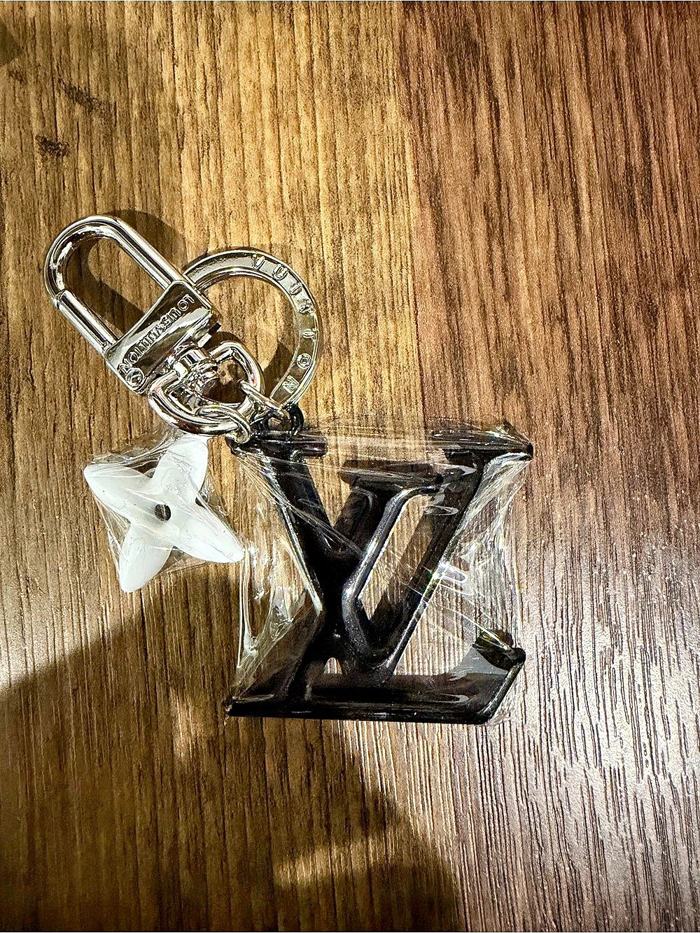 LV Initiales Black & Silver with White Flower